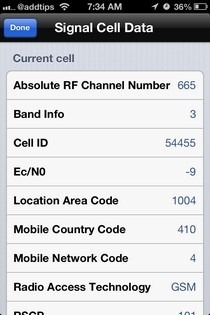 Cellule actuelle du signal 2 iOS