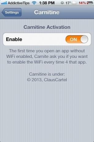 Postavke za karnitin iOS