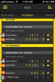 Rezultati uživo Tenis iOS feed