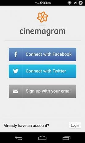 Cinemagram za Android Register