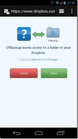 Clickfree-резервного копирования Android-Dropbox