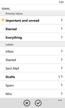 Etiquetas de Gmail WP8