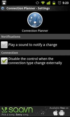 Configurações do Planejador de Conexões Android