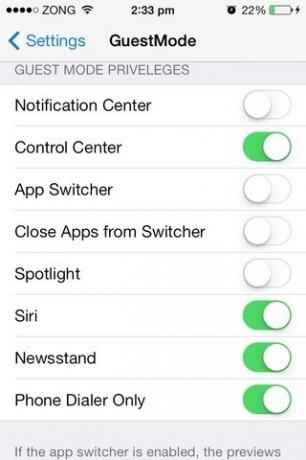 Dovoljenja za iOS GuestMode