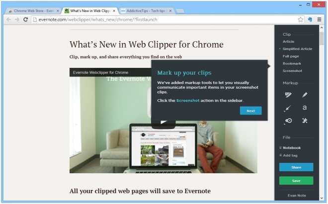 מה חדש ב- Clipper Web עבור Chrome Evernote - Google Chrome