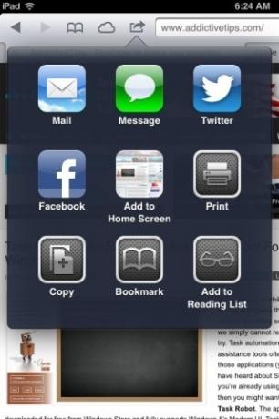 Safari Share iPad iOS 6