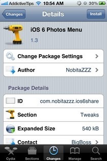 iOS 6 Photo Menu Cydia