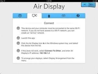 एयर डिस्प्ले iPad सेटअप