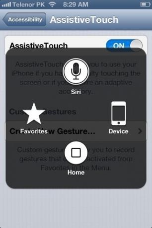 Pieejamības konsole AssistiveTouch iPhone iOS 6