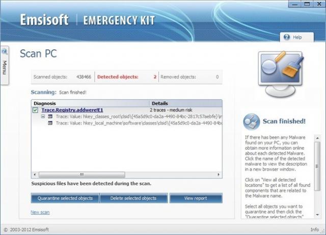Emsisoft Emergency Kit 2.0.png Izvješće