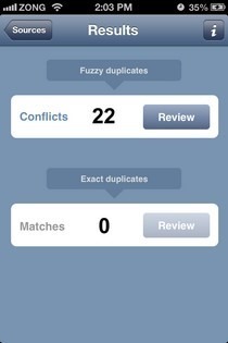 Результаты OneContact для iOS