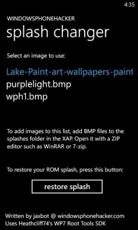 Приложение Splash Changer WP7