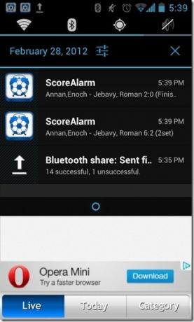 Score-hälytys Android-IOS-ilmoitukset