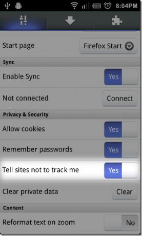 Funkcja Do-Not-Track-Privacy-Firefox-5-dla Androida