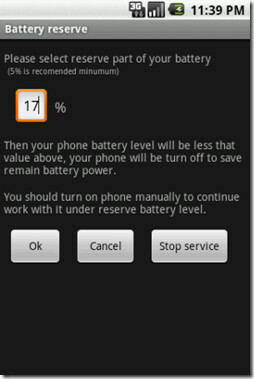 Reserva de bateria para Android