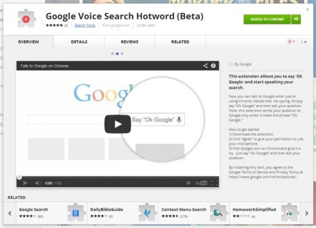 Klíčové slovo Google Voice Search