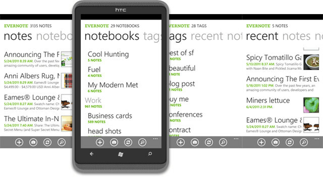 Evernote за WP7