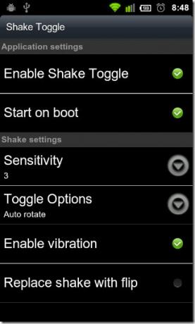 Shake-Toggle-innstillinger
