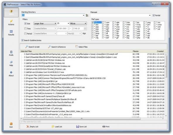 FileProcessor - Выбрать файлы для действий