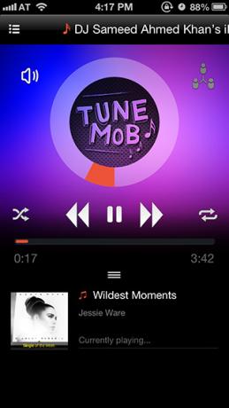 TuneMob iPhone استضافة تشغيل الموسيقى المشتركة