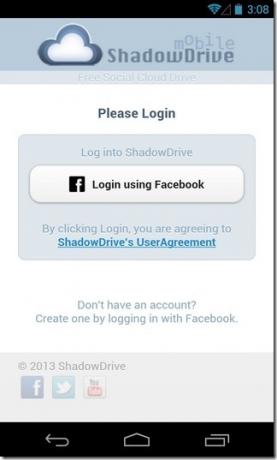 تسجيل الدخول إلى ShadowDrive-Android