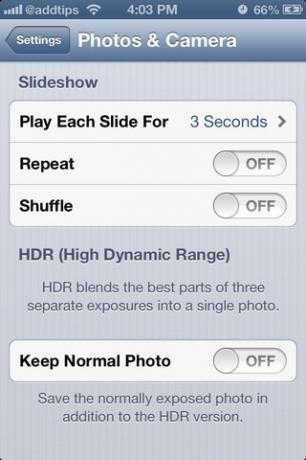 Pengaturan iOS Kamera Depan