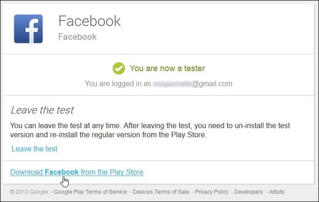 Facebook béta tesztelő program_lépés 2.1