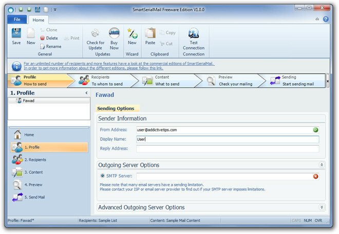 Profilul SmartSerialMail Freeware Edition