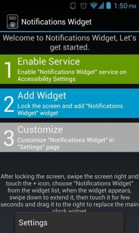 Értesítések Widget Android-beállítás