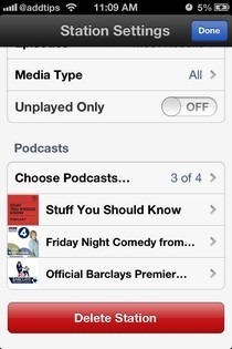 Podcasts iOS Station-inställningar
