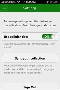 Xbox Music App-Einstellungen