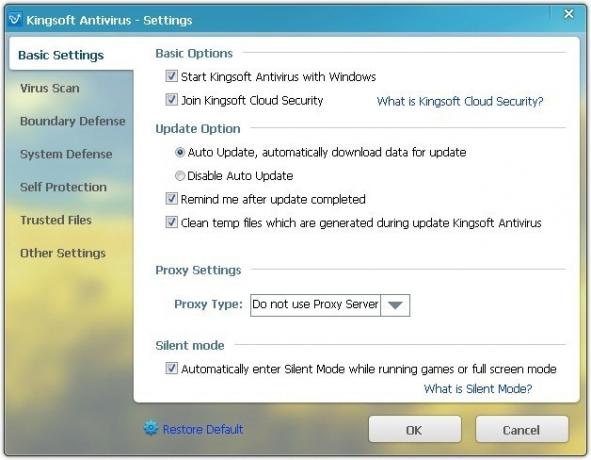 إعدادات Kingsoft Antivirus 2012_Settings