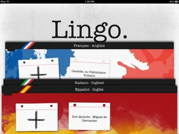 Domovská stránka iPadu Lingo