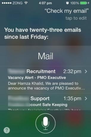 Siri iOS 7 Provjera pošte