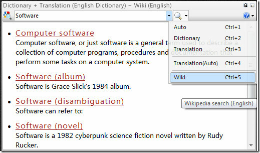 Wörterbuch .net Wikipedia Desktop-Fenster