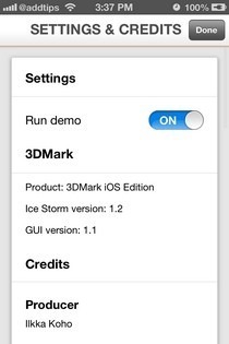 3DMark iOS सेटिंग्स