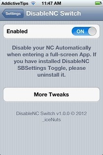 „DisableNC Switch“ nustatymai