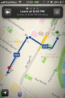 Carte iOS de l'application Transit