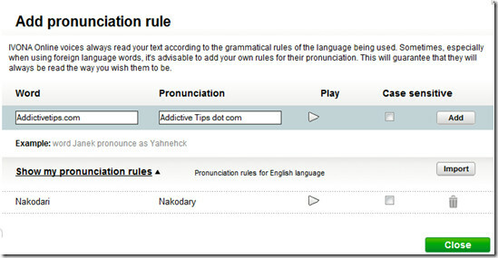 ajout de règles de prononciation