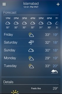 Yahoo! Väder iOS Prognos