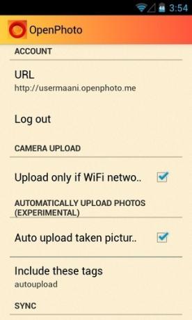 Ustawienia OpenPhoto-Android