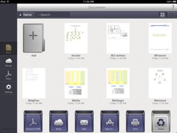 Domovská stránka aplikace Visio Touch iPad