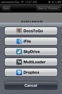 WebDisk iOS abierto con