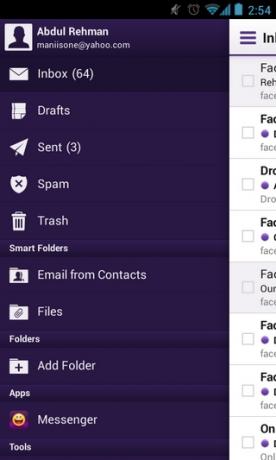 Yahoo! Mail Android Sidebar