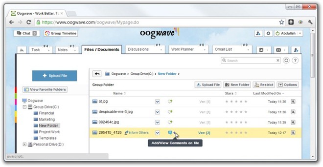Oogwave - Commentaires sur les fichiers