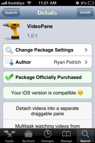 VideoPane iOS Cydia
