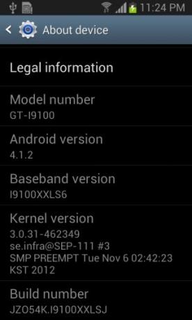 Android 4.1.2 Jelly Bean auf dem Samsung Galaxy S II