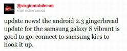Pepparkakauppdatering för Galaxy S Vibrant tillgänglig via Kies [Virgin and Bell]