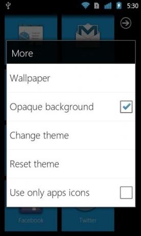 WP7 Launcher Android-indstillinger