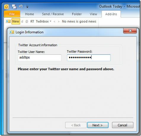 تسجيل الدخول إلى Outlook Twitter
